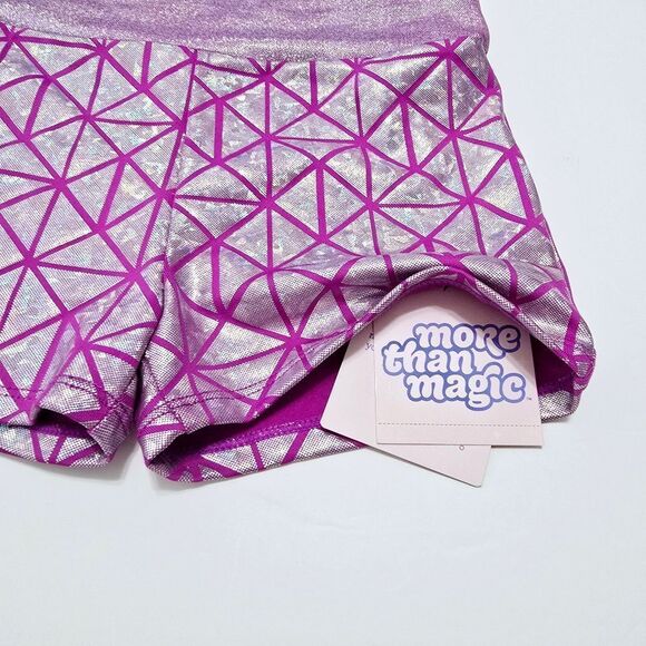 NWT More Than Magic -XS (4/5) M 7/ 8 Girls' Dazzle Printed Bike Shorts Purple - Picture 7 of 8